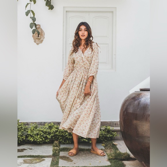 Anthropologie Dresses & Skirts - Voloshin Kamala cotton floral faux wrap dress